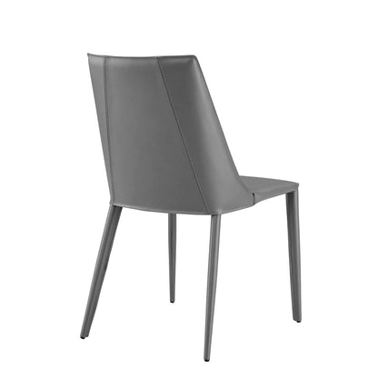 Chaise de salle à manger en cuir rembourré gris