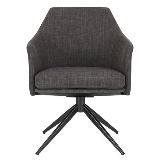 Chaise de salle à manger en tissu rembourré gris foncé et noir