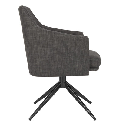 Chaise de salle à manger en tissu rembourré gris foncé et noir