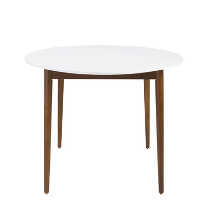 63" White And Brown Oval Dining Table