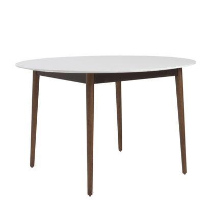 47" White And Brown Rounded Dining Table