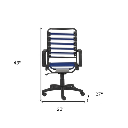 Blue and Black Adjustable Swivel Bungee Rolling Office Chair