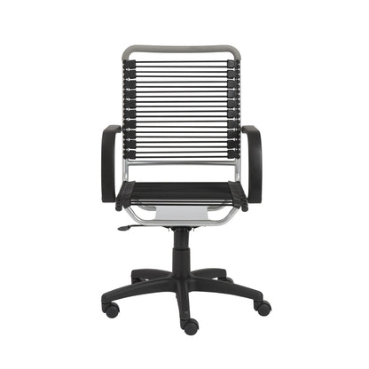 Black and Silver Adjustable Swivel Bungee Rolling Office Chair