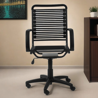 Chaise de bureau pivotante réglable noire à roulettes