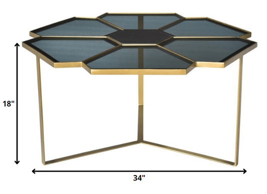 Table basse en verre à motifs floraux géométriques