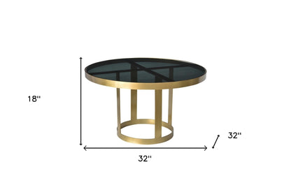 Table basse ronde moderne noire et dorée