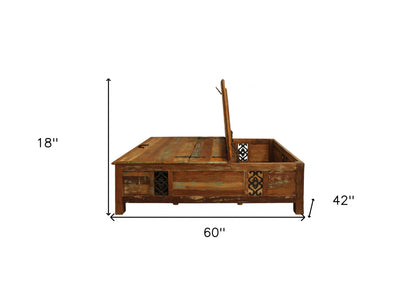 Table basse rectangulaire en bois avec rangement