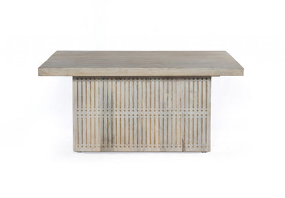 Table basse de rangement en bois sculpté rustique délavé gris