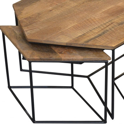 Lot de 4 tables basses géométriques en bois