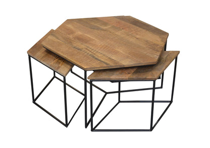 Lot de 4 tables basses géométriques en bois