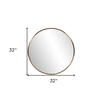 Miroir mural rond en laiton brossé vieilli de 32 po