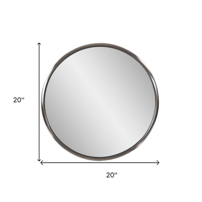 Miroir d'appoint rond en métal argenté de 20 po