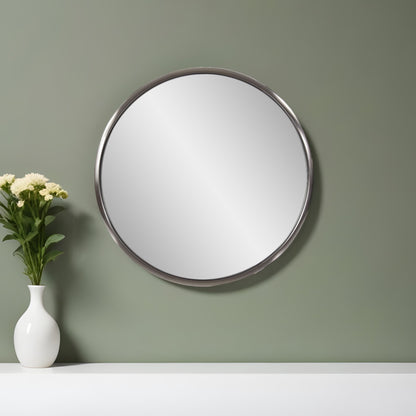 Miroir d'appoint rond en métal argenté de 20 po