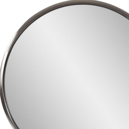 Miroir d'appoint rond en métal argenté de 20 po