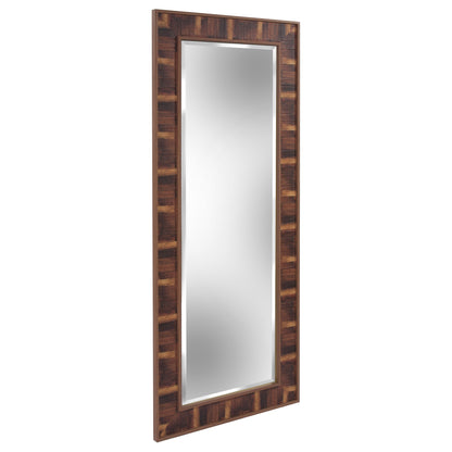 Miroir mural en bois synthétique brun rustique et riche