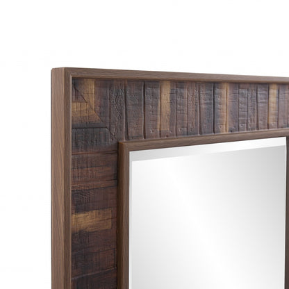 Miroir mural en bois synthétique brun rustique et riche