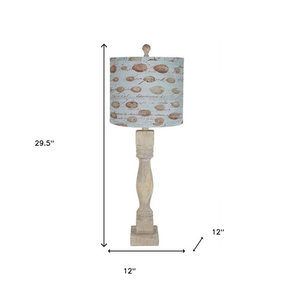 Lampe de table standard taupe de 30 po avec abat-jour bleu