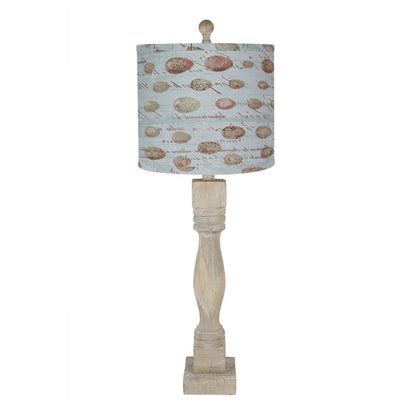 Lampe de table standard taupe de 30 po avec abat-jour bleu