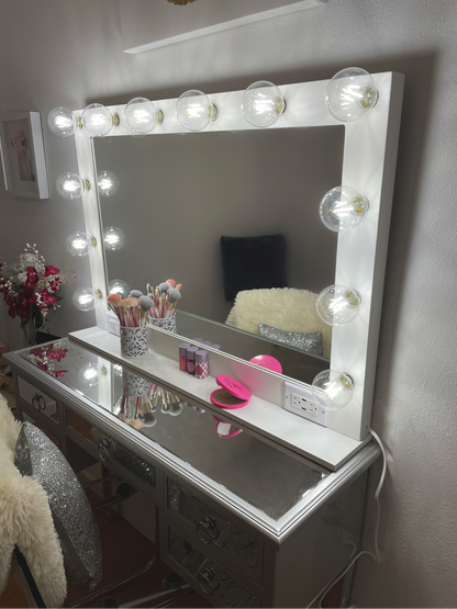 28" White Wood Framed Accent Mirror