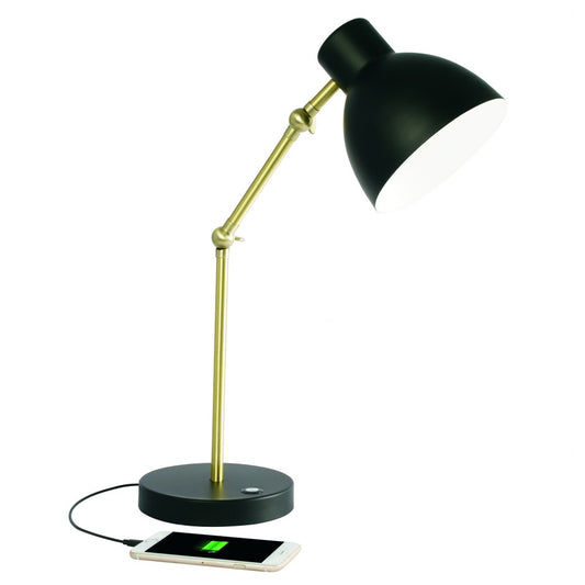 Lampe de bureau réglable à LED noir mat et doré