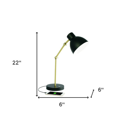 Lampe de bureau réglable à LED noir mat et doré