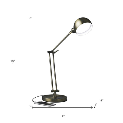 Lampe de bureau réglable à LED en laiton satiné brillant