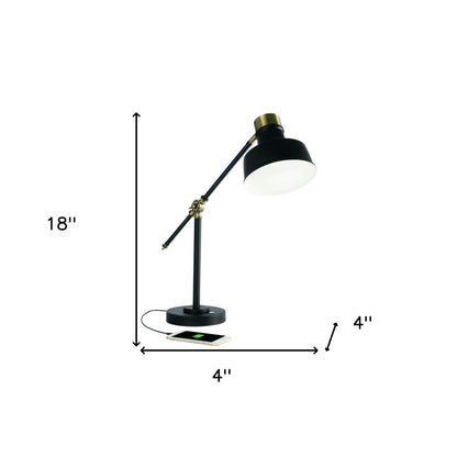 Lampe de bureau réglable à LED en laiton vieilli et noir mat