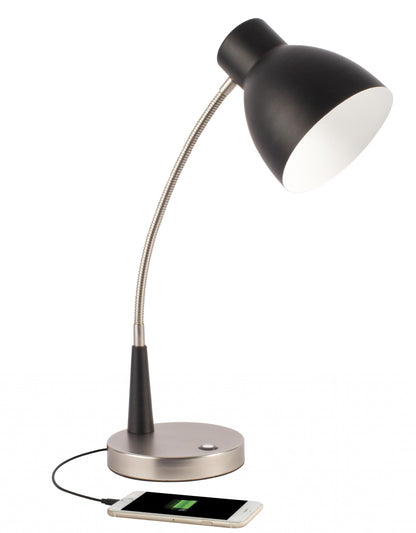 Lampe de bureau réglable à LED noire mate et argentée