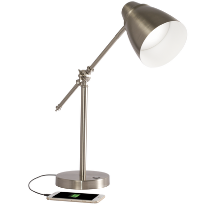 Lampe de bureau réglable à LED en argent brossé