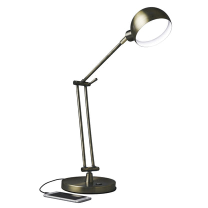 Lampe de bureau réglable à LED en bronze antique