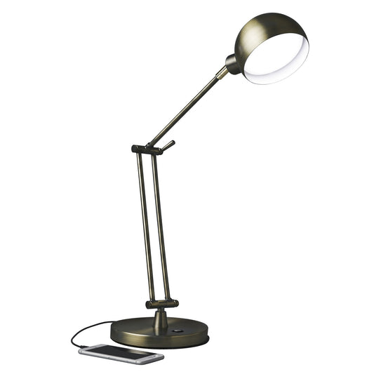 Lampe de bureau réglable à LED en bronze antique