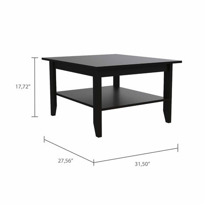 Table basse noire de 32 po avec étagère