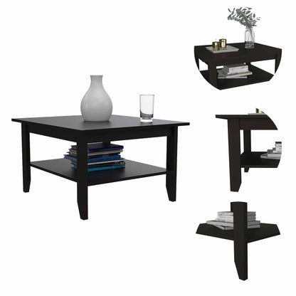 Table basse noire de 32 po avec étagère