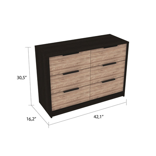 Commode à quatre tiroirs marron et noire de 42 po