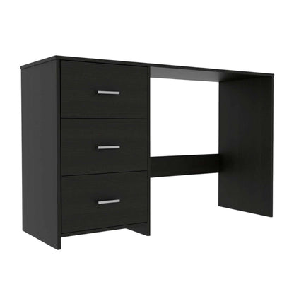 Bureau d'ordinateur noir de 48 po avec trois tiroirs