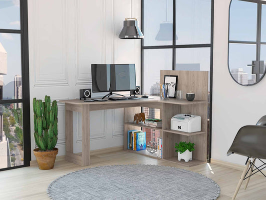 Bureau d'ordinateur en L gris clair de 47 po