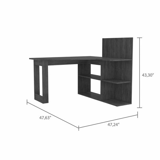 Bureau d'ordinateur gris en forme de L de 47 po