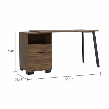 Bureau d'ordinateur marron et noir de 56 po