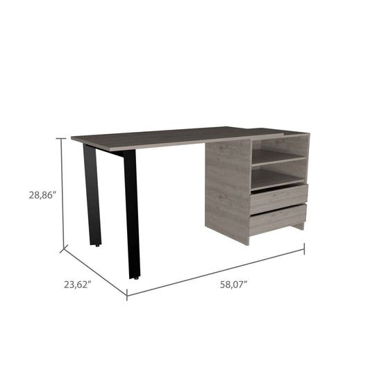 Bureau d'ordinateur gris clair de 58 po