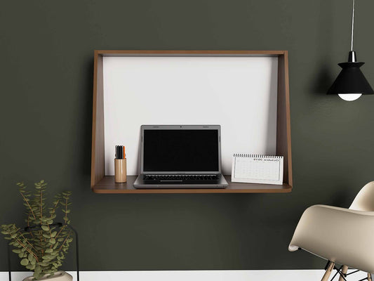 Bureau mural flottant marron de 41 po