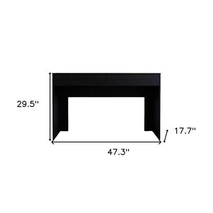 Bureau d'ordinateur noir de 47 po avec deux tiroirs