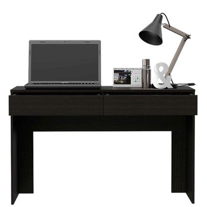 Bureau d'ordinateur noir de 47 po avec deux tiroirs