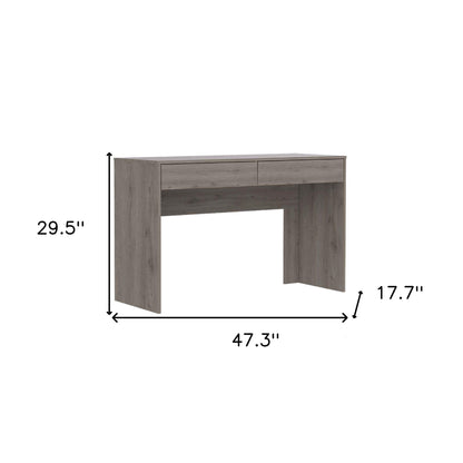 Bureau d'ordinateur gris clair de 47 po avec deux tiroirs