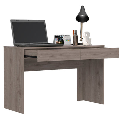 Bureau d'ordinateur gris clair de 47 po avec deux tiroirs