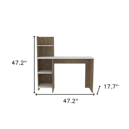 Bureau d'ordinateur blanc et marron de 47 po