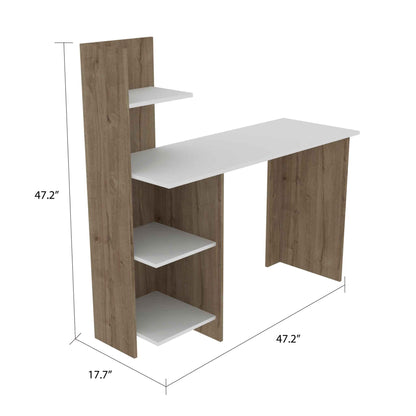 Bureau d'ordinateur blanc et marron de 47 po