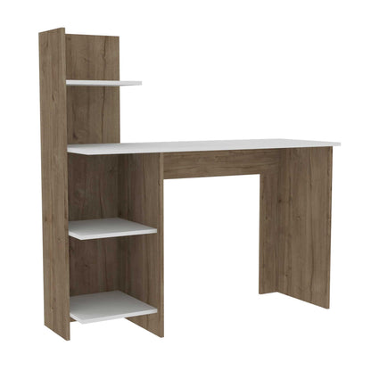 Bureau d'ordinateur blanc et marron de 47 po