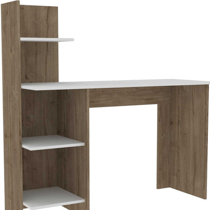 Bureau d'ordinateur blanc et marron de 47 po