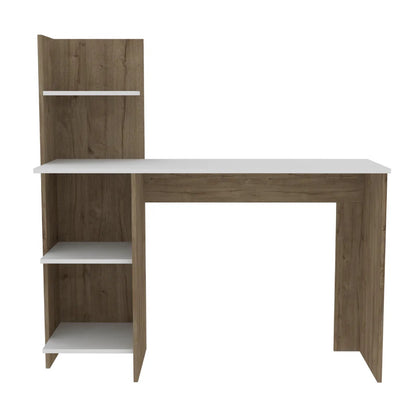 Bureau d'ordinateur blanc et marron de 47 po