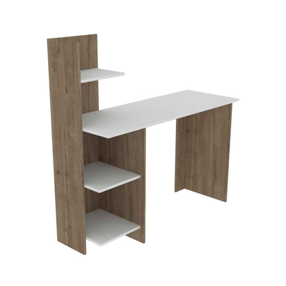 Bureau d'ordinateur blanc et marron de 47 po